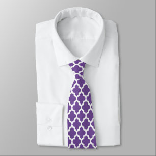 Purple & White Quatrefoil Modern Pattern Tie