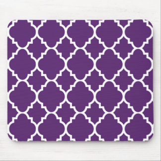 Purple White Quatrefoil Moroccan Pattern Mouse Pad