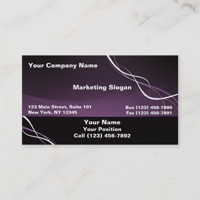 Purple White Ribbon Business Card (Front)