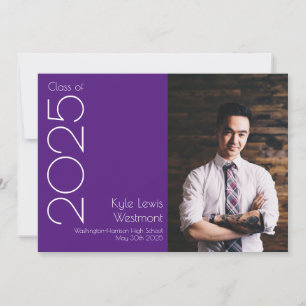 Purple White School Colours Graduation Announcemen Invitation
