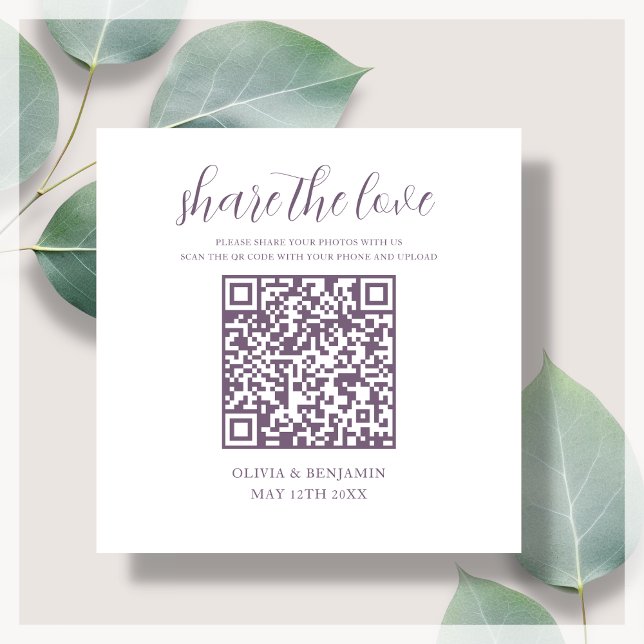 Purple | White Share The Love QR Code Enclosure Card (Creator Uploaded)