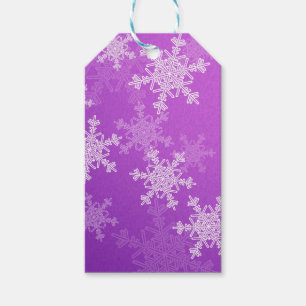 Purple White Snowflakes Minimalist Christmas Gift Tags
