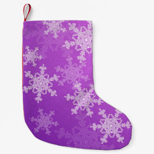 Purple White Snowflakes Minimalist Christmas Small Christmas Stocking