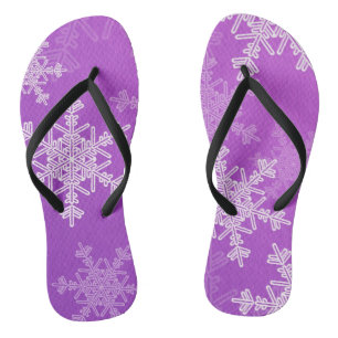 Purple White Snowllakes Minimalist Christmas Jandals