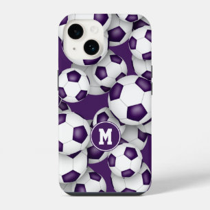 Purple white soccer team colours sports pattern iPhone 14 case
