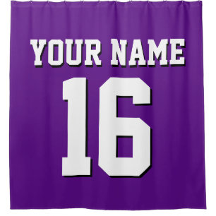 Purple White Sports Jersey Team Jersey Shower Curtain