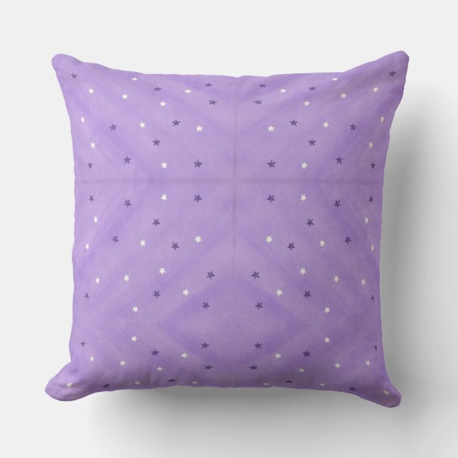 Purple White Stars Blended Lavender Throw Pillows (Front)