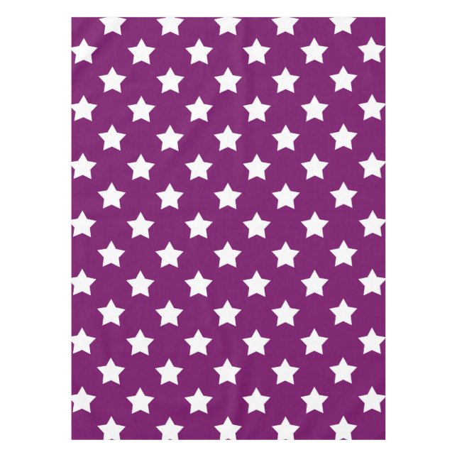Purple White Stars Pattern Decorative Tablecloth (Front)