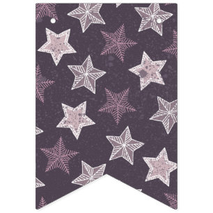 Purple White Stars Starry Sky Space Astronome Bunting