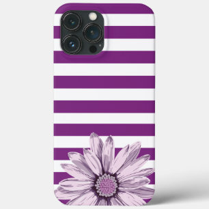 Purple White Stripe Flower iPhone Case