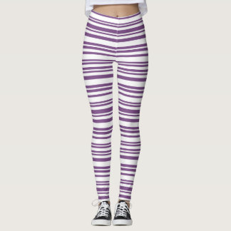 Purple, White Striped Leggings