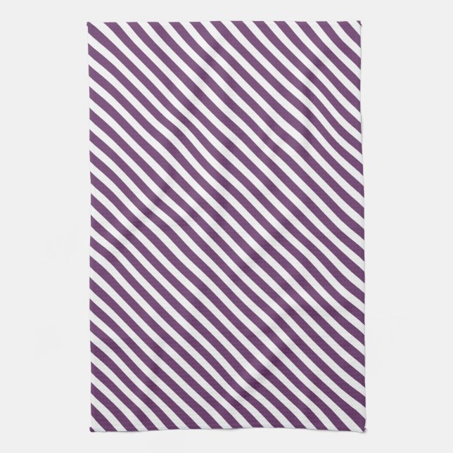 Purple & White Striped Pattern Tea Towel (Vertical)