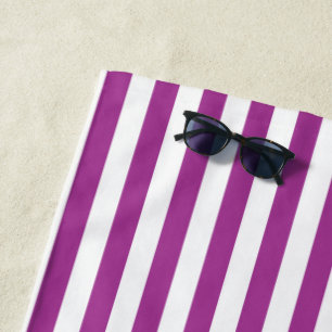 Purple & White Stripes Beach Towel