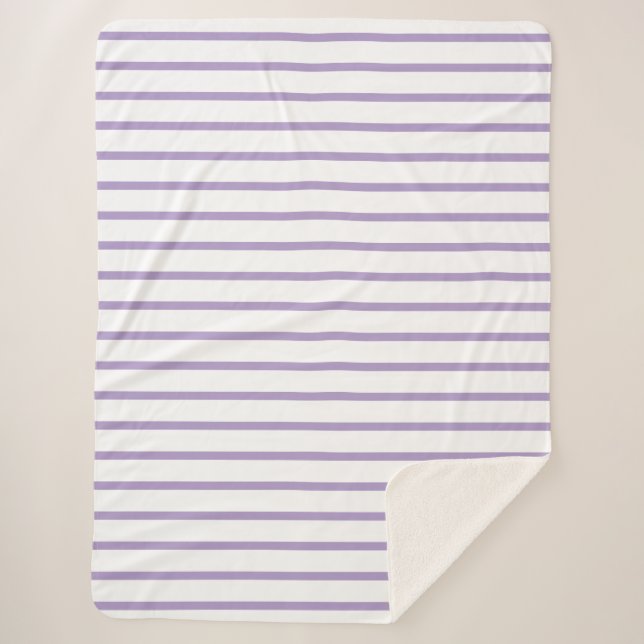 Purple White Stripes Seamless Pattern Sherpa Blanket (Front)