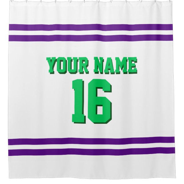 Purple White Stripes Sports Jersey Shower Curtain (Front)
