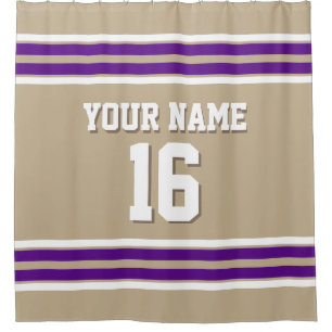 Purple White Stripes Sports Jersey Shower Curtain