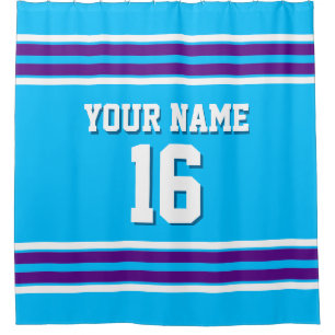 Purple White Stripes Sports Jersey Shower Curtain