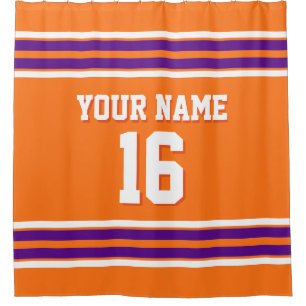 Purple White Stripes Sports Jersey Shower Curtain