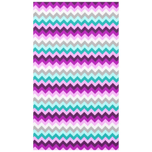 Purple White Teal Chevrons Large Tablecloth (Front)