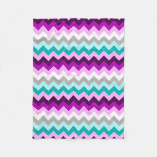 Purple White Teal Chevrons Small Fleece Blanket