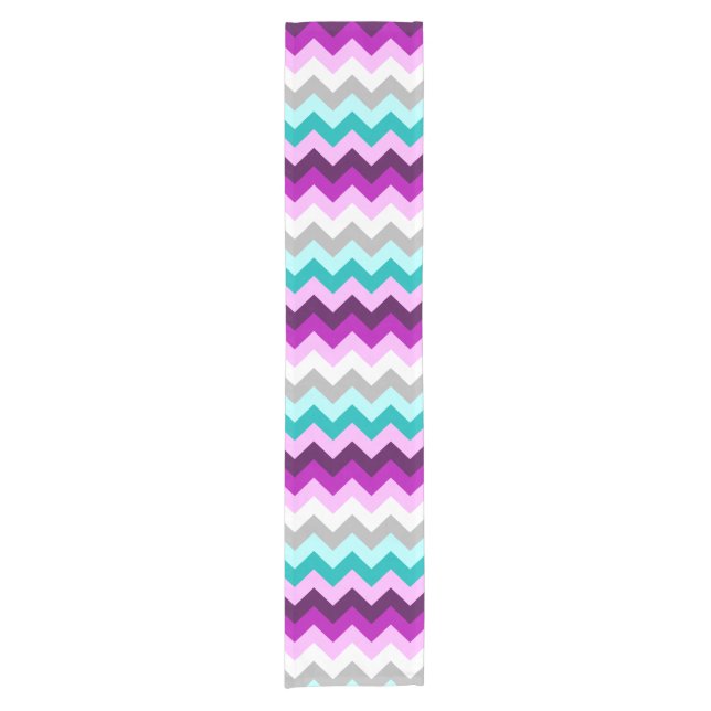 Purple White Teal Chevrons Small Table Runner (Front)
