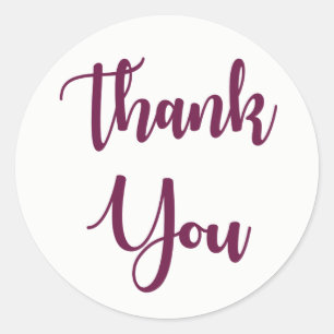 Purple & White Thank You Typography Wedding Party Classic Round Sticker