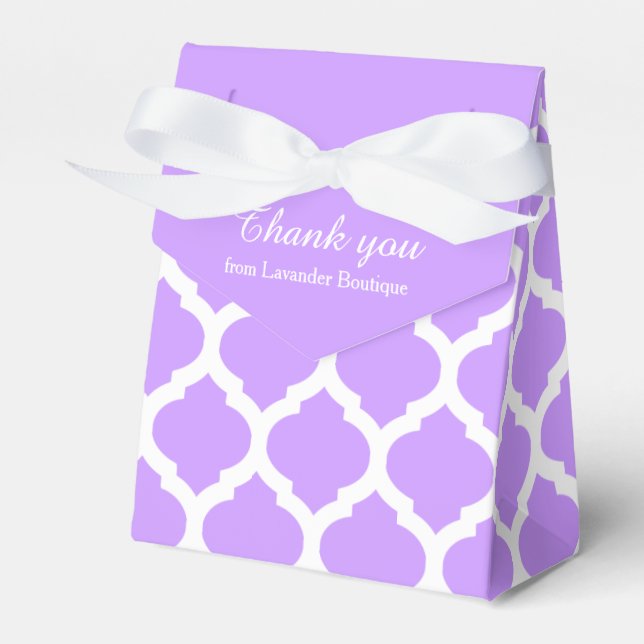 Purple white trellis pattern thank you gift box (Front Side)