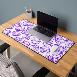 PURPLE & WHITE TROPICAL SEASHELLS DESK MAT