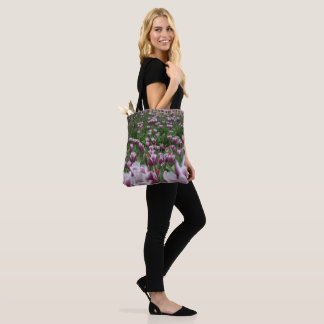 Purple & White Tulips Tote Bag