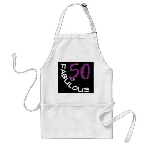 Purple & White Typography 50 and Fabulous Birthday Standard Apron