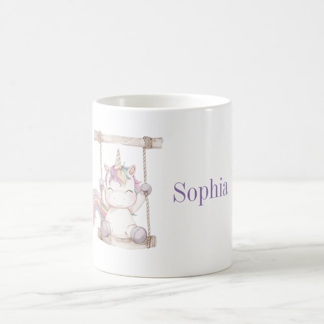 Purple White Unicorn Swing   Coffee Mug (Center)