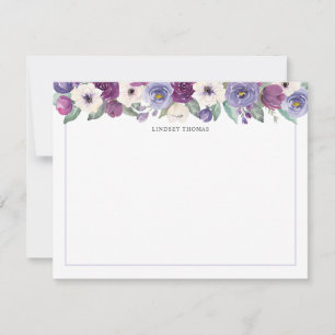 Purple White Watercolor Floral Personalised Card
