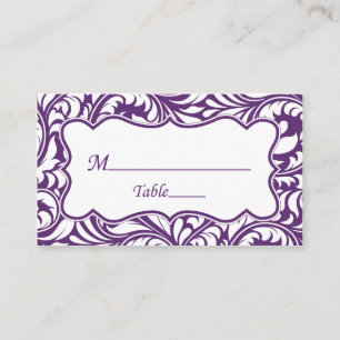 Purple White Wedding Place Cards   Escort Card