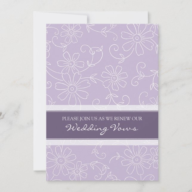 Purple White Wedding Vow Renewal Invitations (Front)
