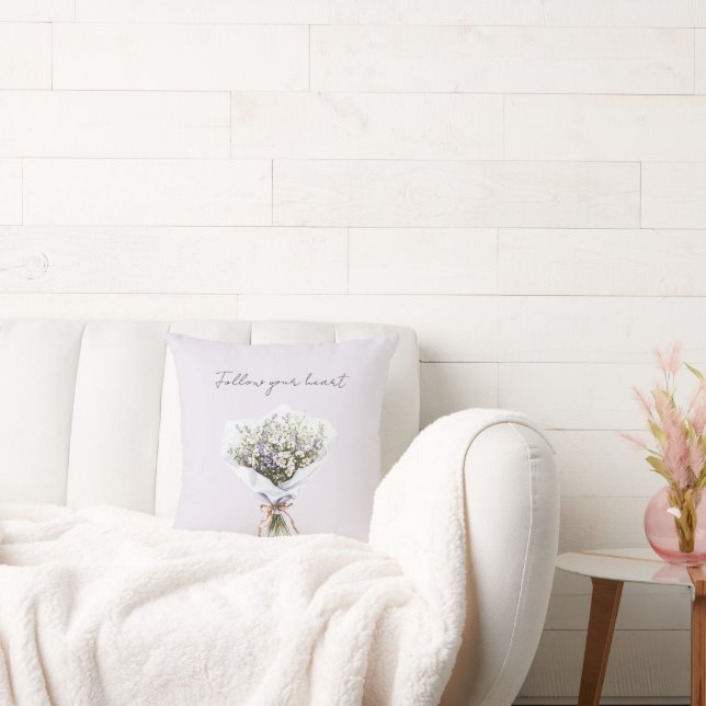 Purple White Wildflowers Cushion (Couch)