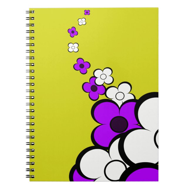 Purple White Yellow Flowers Spiral Notebook (Front)
