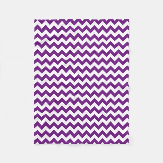 Purple White Zigzag Stripes Chevron Pattern Fleece Blanket (Front)