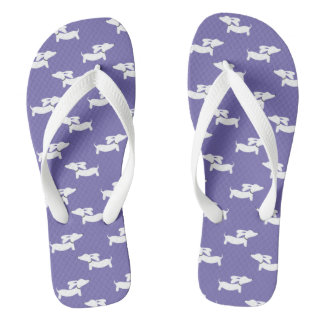 Purple Wiener Dog Flip Flop Shoes
