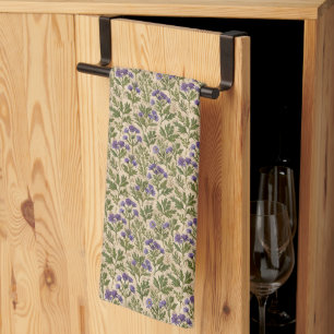 Purple Wild Asters Botanical Tea Towel