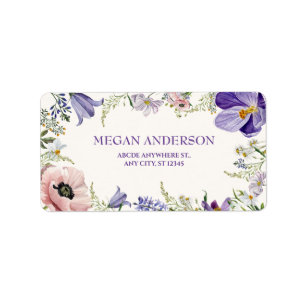 Purple wild floral  label