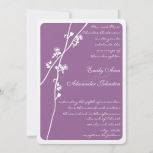 Purple Wild Flower Branch Wedding Invitation