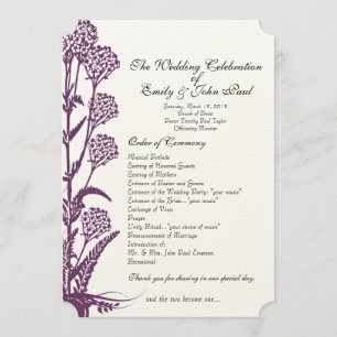 Purple Wild Flower Branch Wedding Program Programme