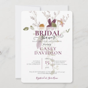 Purple Wild Flower Bridal Shower Invitation