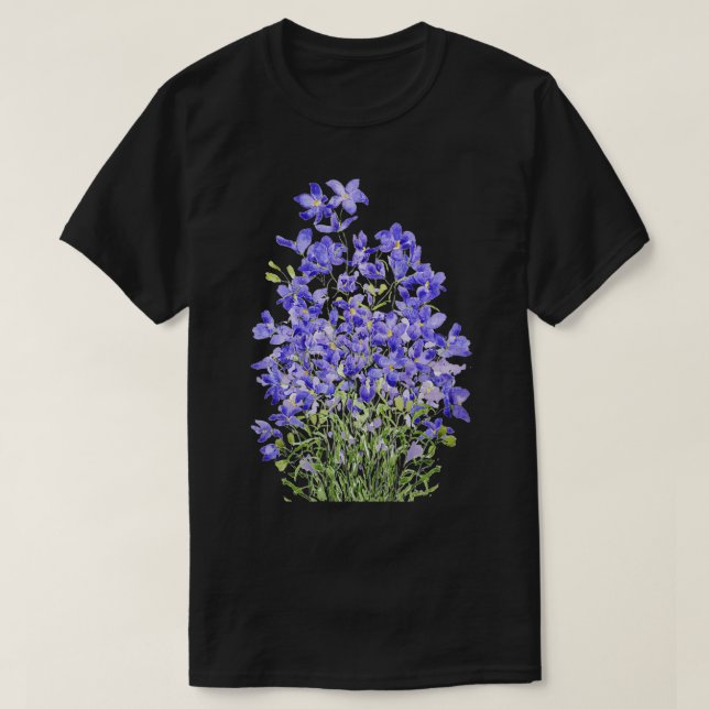 purple wild flower watercolor painting T-Shirt (Design Front)