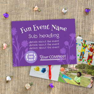 Purple, Wild Flowers Event Announcement Card