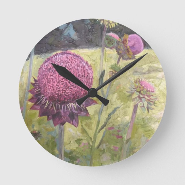 Purple Wild Flowers Wall Clock (Front)