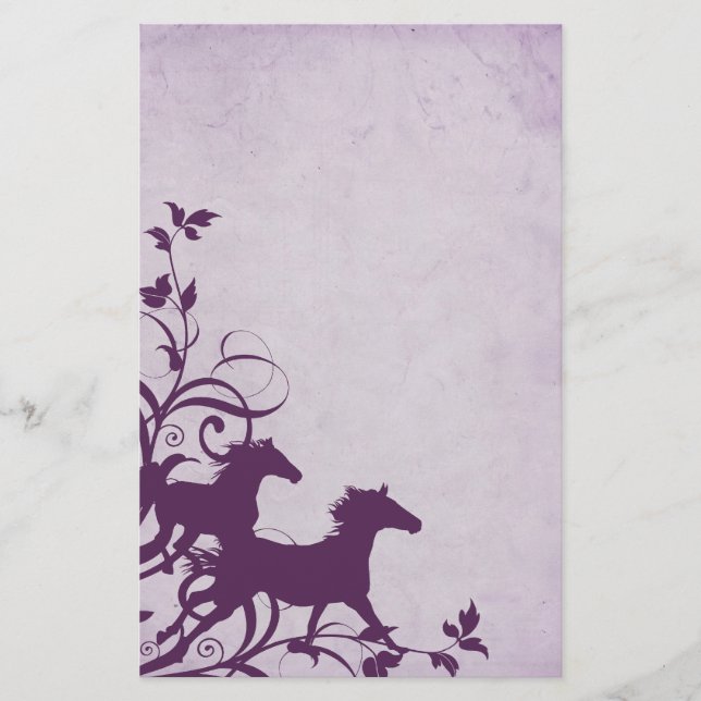 Purple Wild Horses Stationery (Front)
