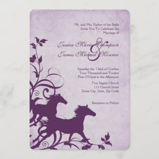 Purple Wild Horses Wedding Invitation