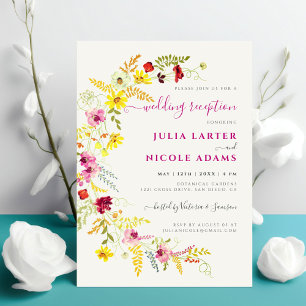 Purple Wild Orchid Flower Wreath Wedding Reception Invitation