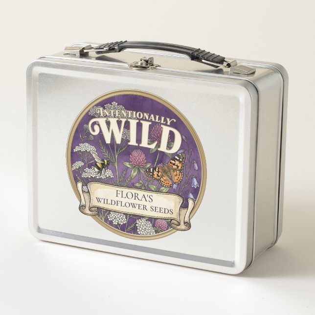 Purple Wild Seed Storage Tin – Custom Garden Box (Front)
